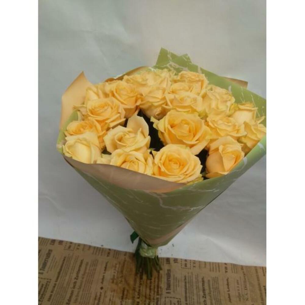 Букет из 25 роз, Талея, кремовая длиной 60 см